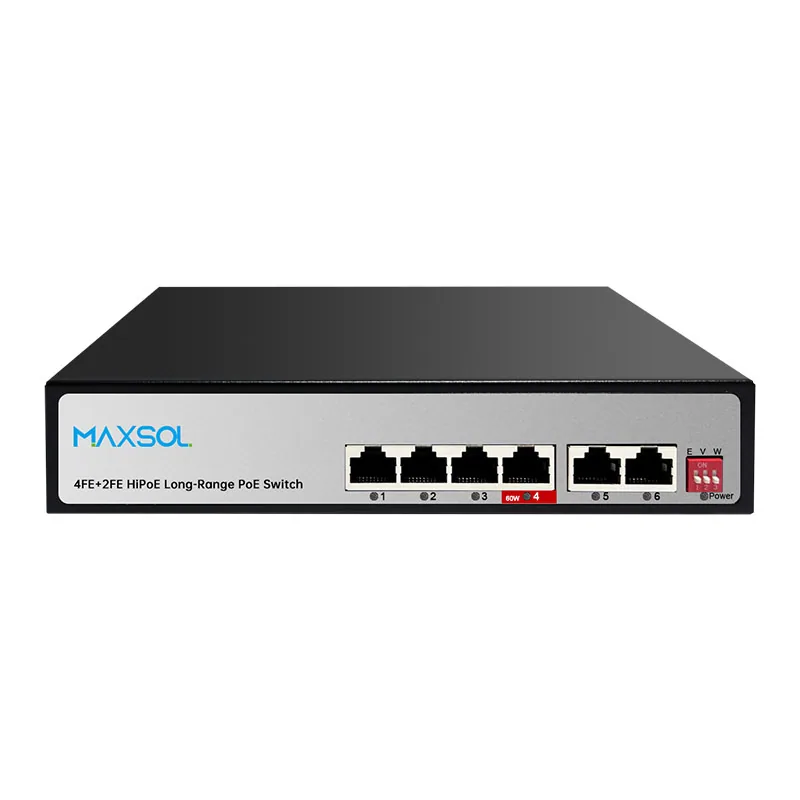 4-портовий комутатор Hi-PoE 65W, дальність 300M, VLAN