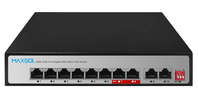 8-портовий некерований комутатор Gigabit PoE великої дальності, 120W