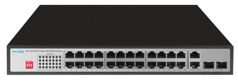 24-портовий некерований комутатор Gigabit PoE великої дальності, 300W