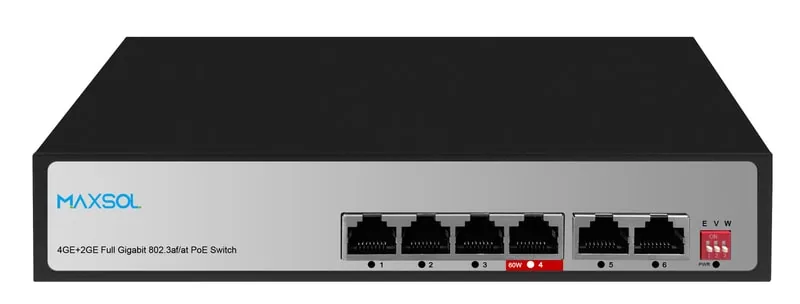 4-портовий некерований комутатор Gigabit PoE великої дальності, 65W