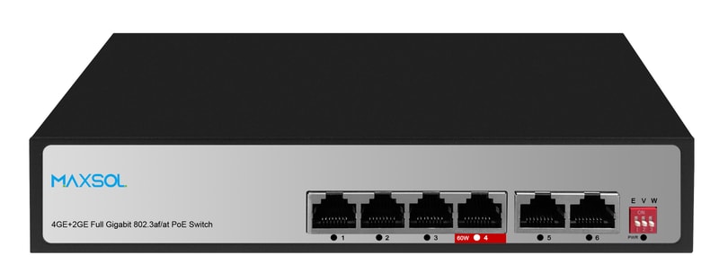 4-портовий некерований комутатор Gigabit PoE великої дальності, 65W