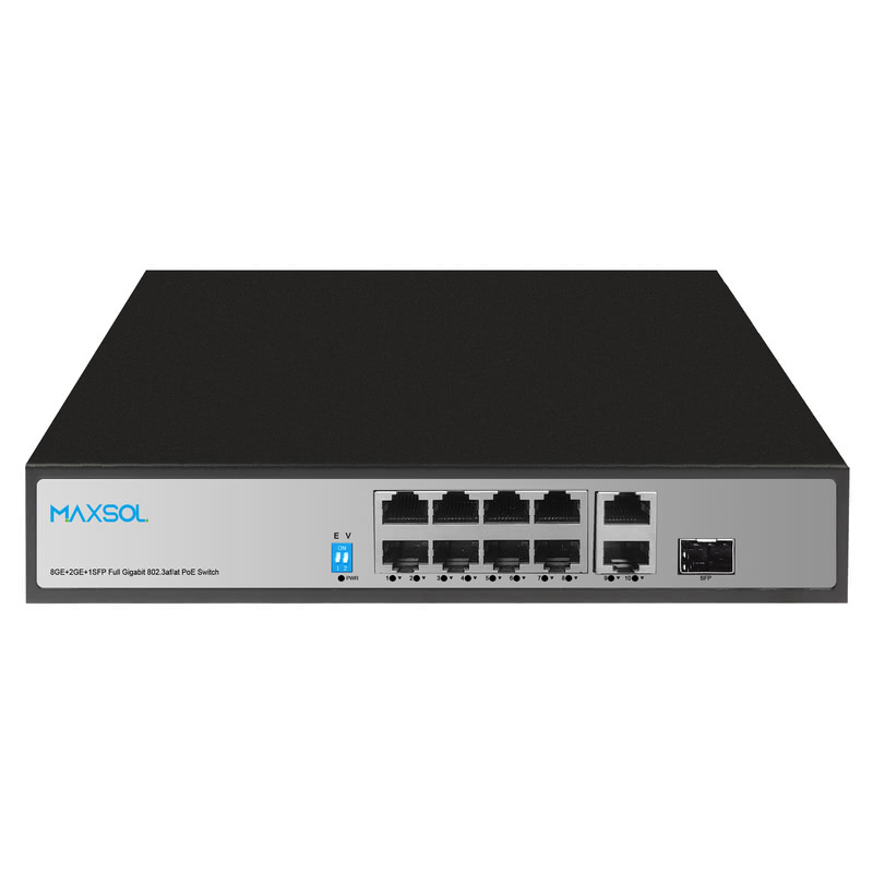 8-портовий комутатор Gigabit PoE+ PS1802FG із висхідними портами RJ45 та SFP