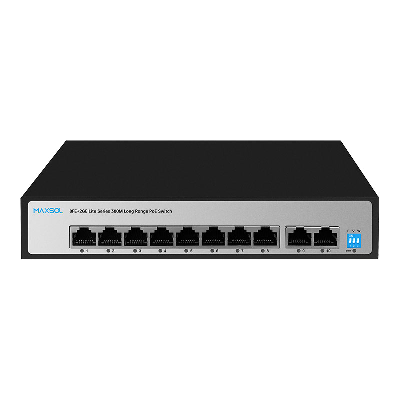 8-портовий комутатор PoE+ великої дальності, висхідне з’єднання 2 GE